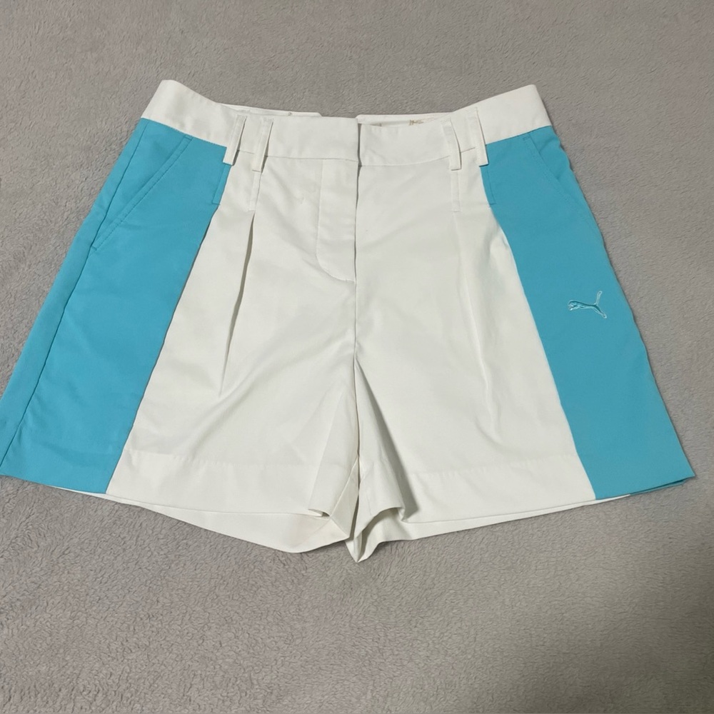 shorts Puma Dry Cell Golf Blue & White Colorblock  Pleated Golf Shorts Women 4